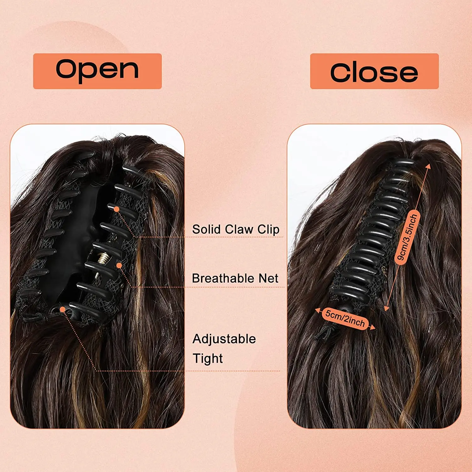 Heat Resistant Synthetic Hairpiece Women High Temperature Fiber Ponytail Extension Claw Hair Extensions Natural Looking