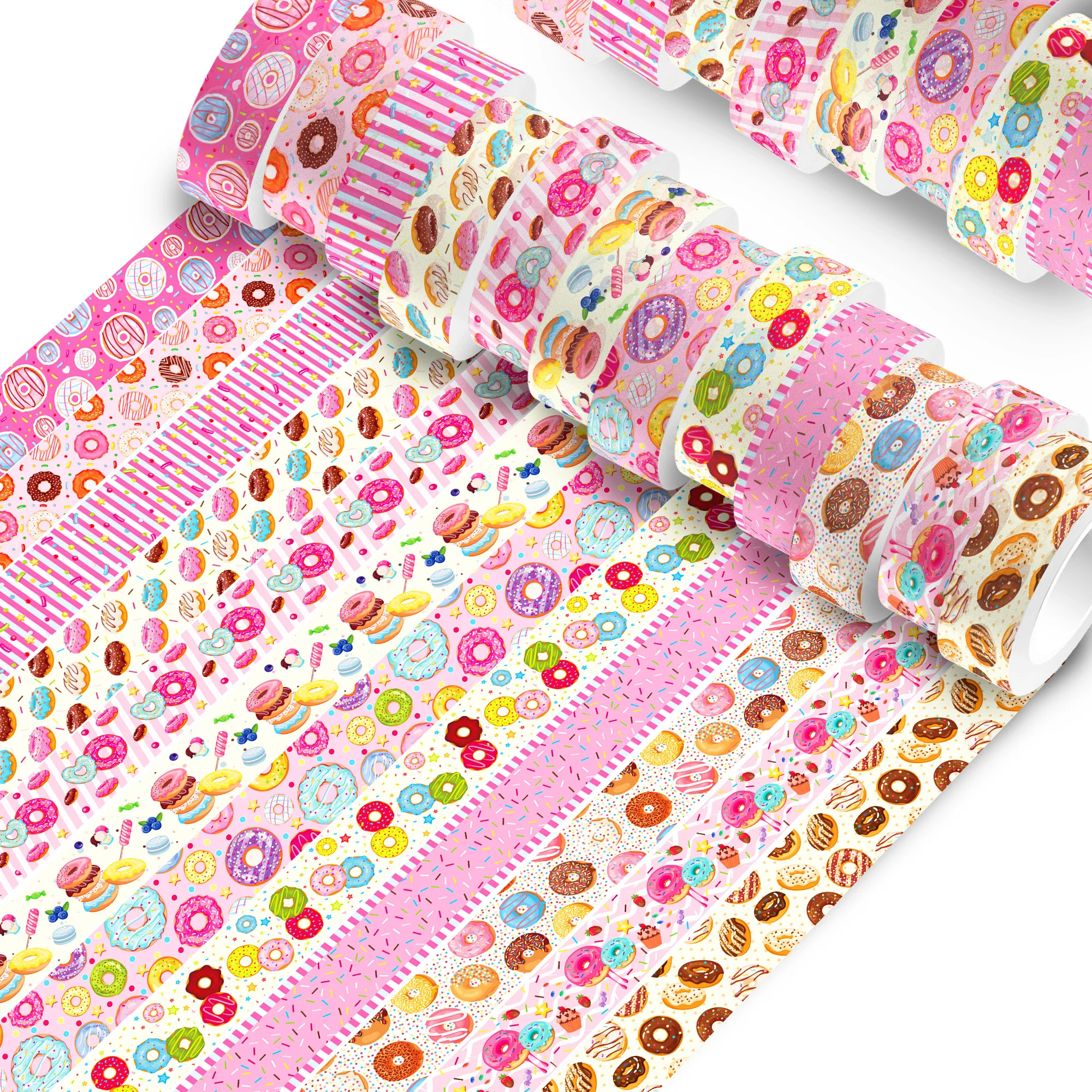 12 Rolls Cartoon Donut Design Paper Washi Tapes Masking Tape Birthday Gift For Girl DIY Handbook Scrapbooking Sticker Label