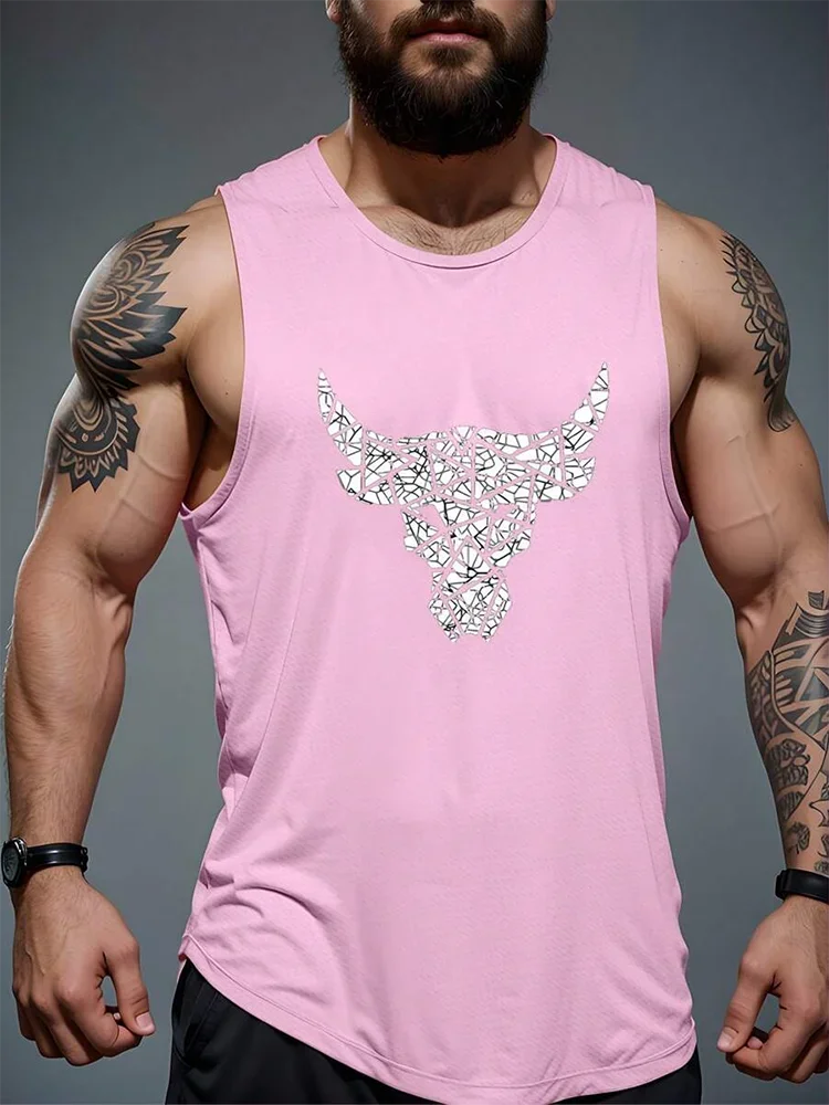 

Summer Gym Vest Men's Bodybuilding Sleeveless Sports Tank Top Fashion Quick Dry Fitness Running Tees Casual Breathable Man Shirt