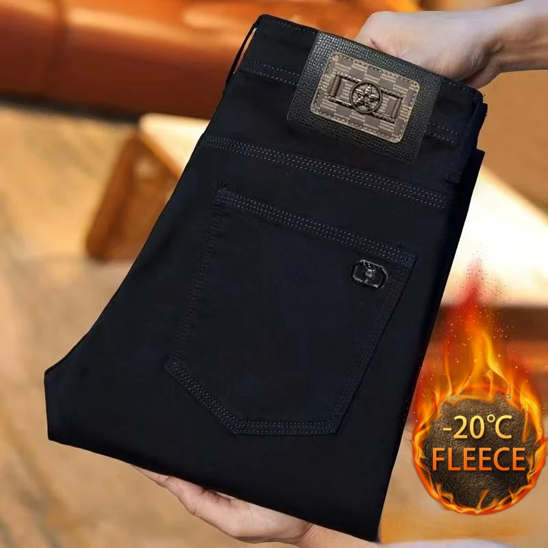 الشتاء الصوف السراويل الرجال سميكة ضئيلة مرونة الأعمال عارضة المخملية السراويل الدافئة الأزياء بلون أفخم السراويل الذكور الملابس #1
