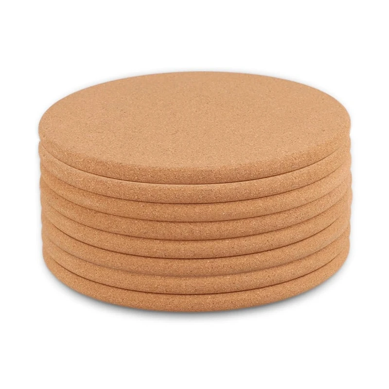 Pack Of 8 Cork Coasters, Round Cork Pot Coasters,Cork Cup Coasters For Pots,Casserole Dishes,Pans,Kitchen And Restaurant