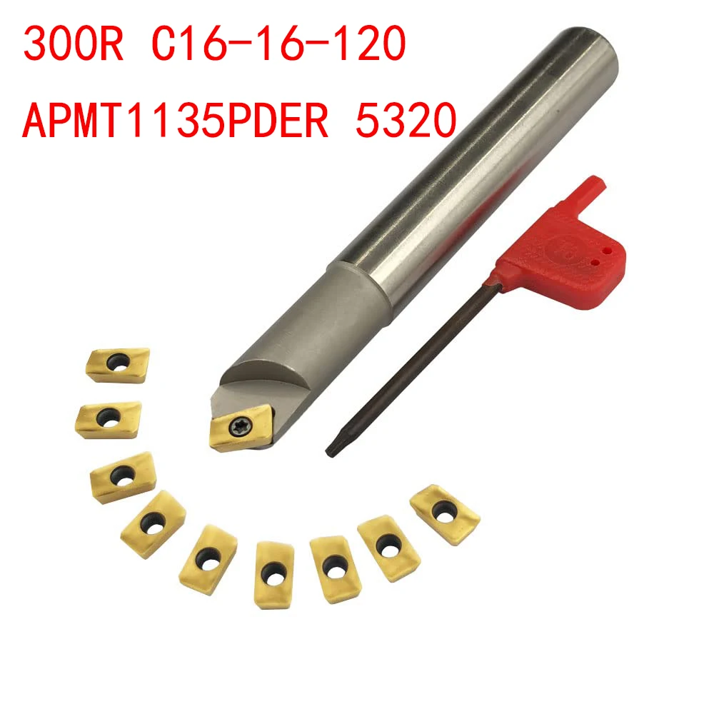 SSK 300R C16-16-120 / SSK 300R C20-20-120 90 deg Indexable End Mill Holder +APMT1135PDER Carbide Milling Inserts Face Milling