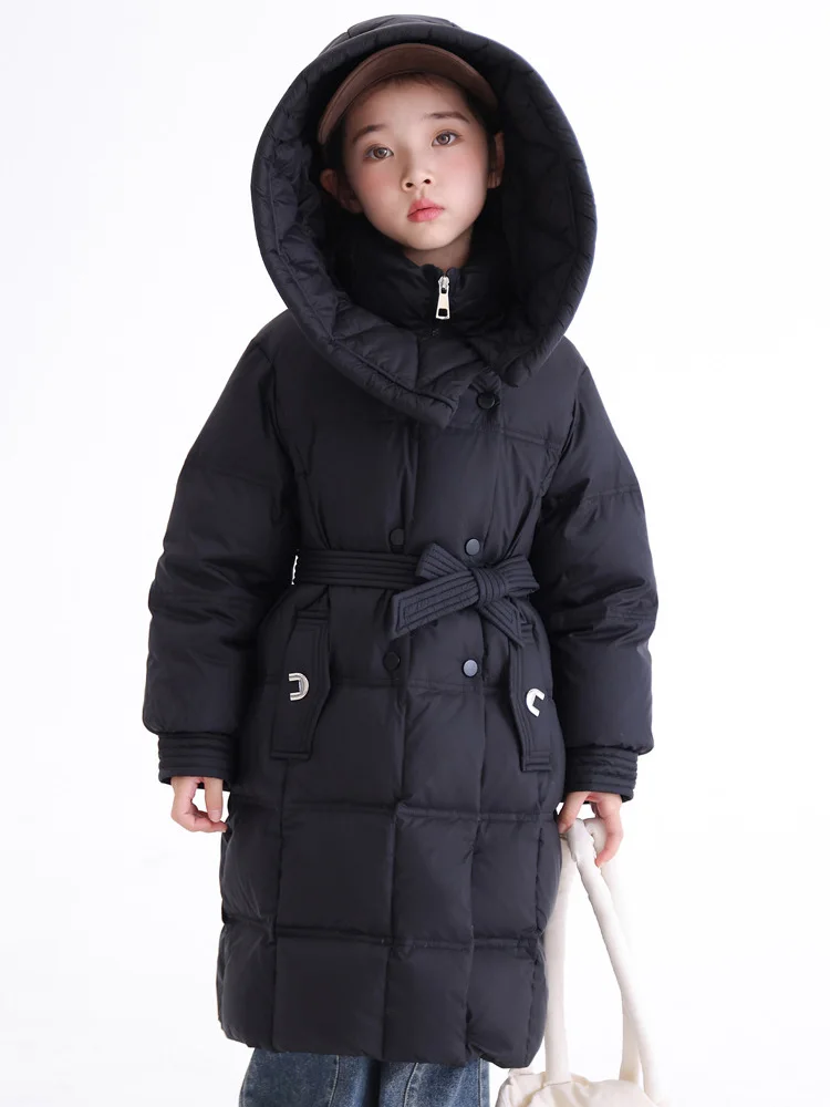 

Winter Down Jacket For Girl 2025 Hooded Zipper Thick Junior Girls Down Jacket Teenager Kids Girl Parka Children Outerwear Coat