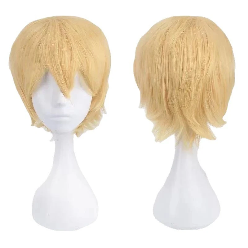 

Cosplay fresh Japanese- anime wig, versatile yellow upturned short hair for men, European and American style