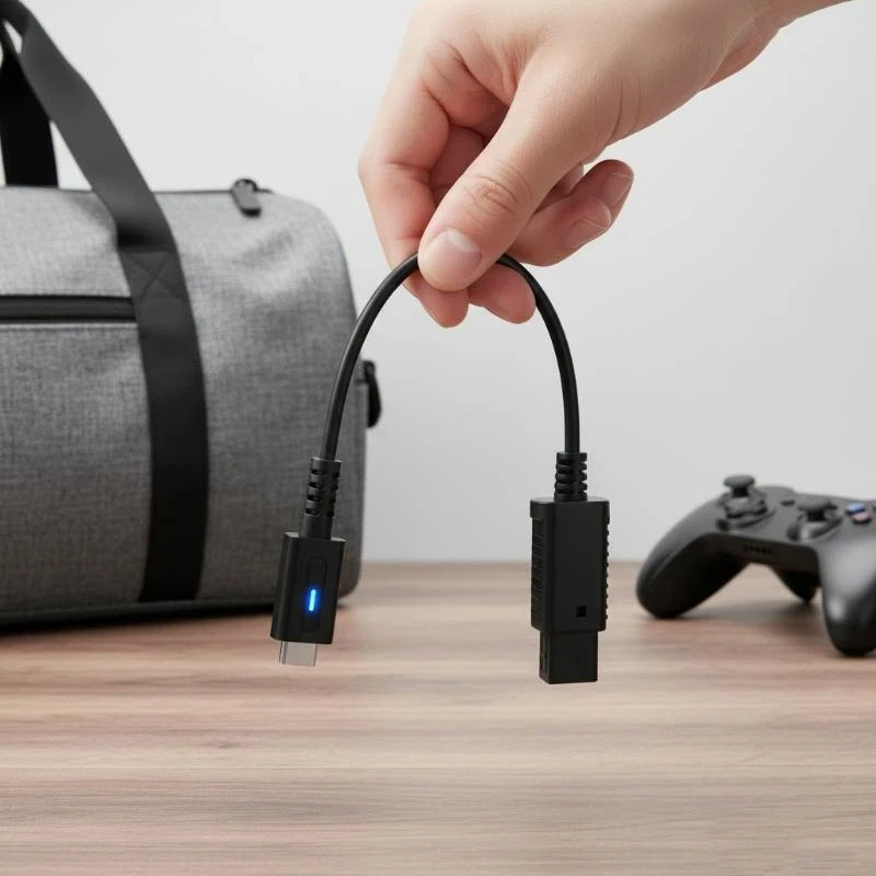 High Compatibility 12cm Black Type-C Female to NGC Game Console Power Cord Universal Charging Cable for All NGC Models