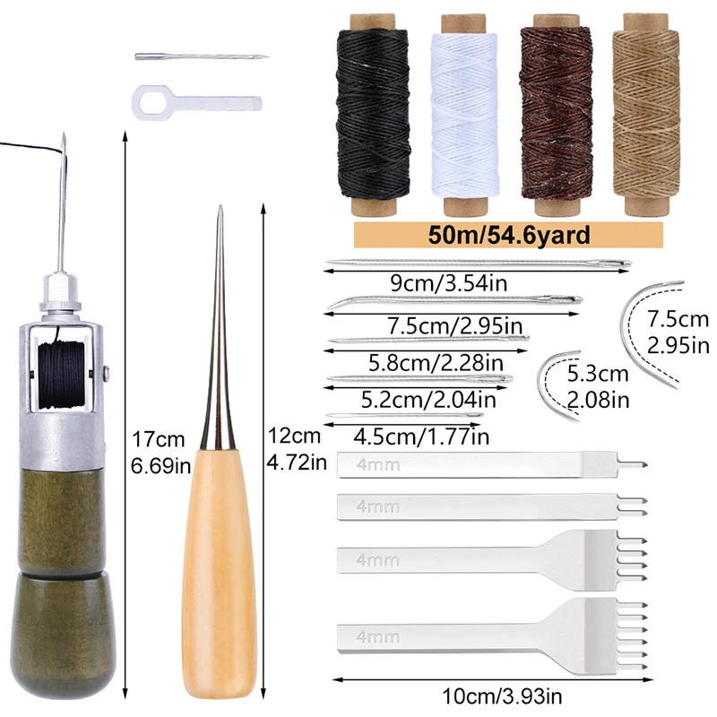 kaobuy Leather Sewing Awl Thread Kit Manual Sewing Machine Speedy Stitcher Leather Craft Stitching Shoemaker Canvas Repair Tools