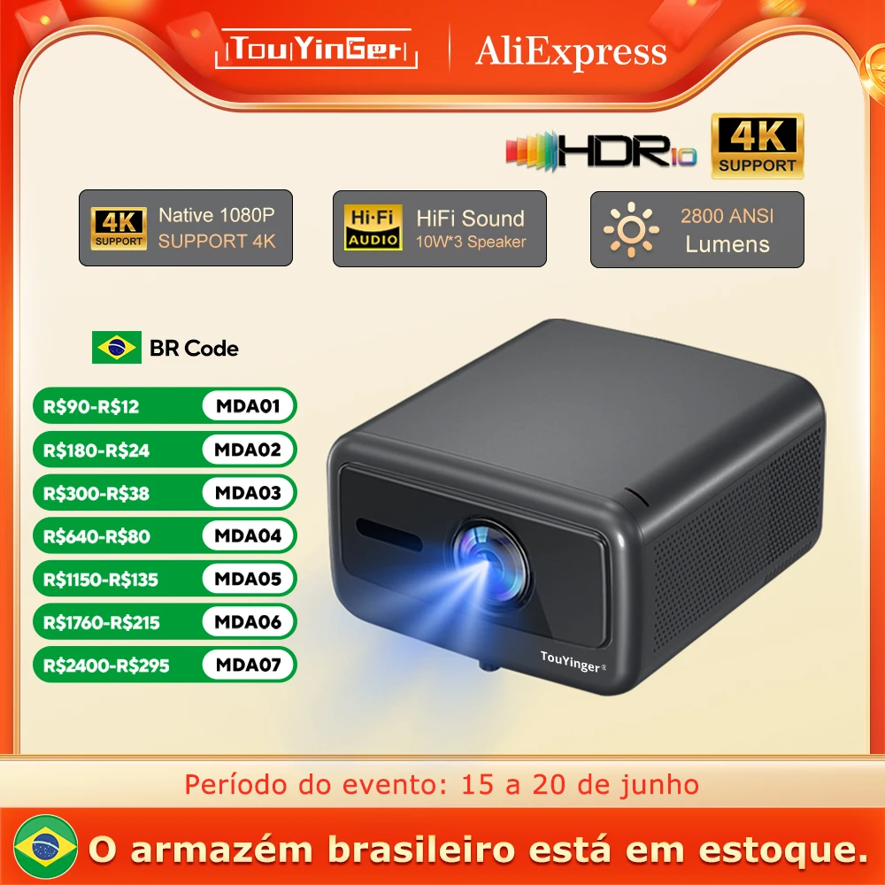 Touyinger Q12W pro 2800ANSI Full HD 4K podwójny ekran Wifi Bluetooth inteligentny projektor kina domowego