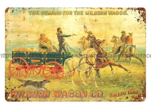 Milburn Wagon Co Toledo Ohio metal tin sign living room garage wall sign