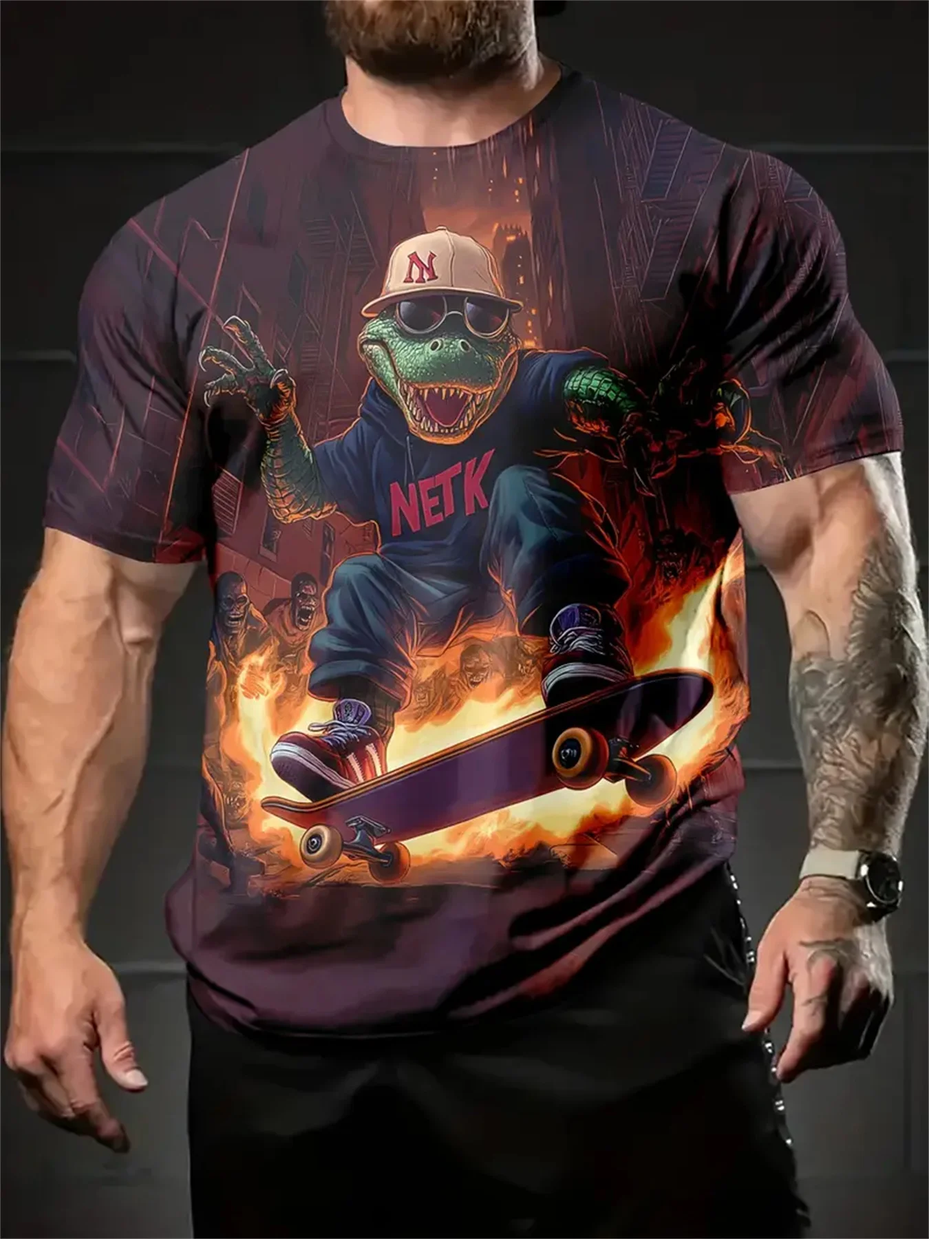 Funny 3D Animal Pattern Men's T-Shirt Casual O-neck Short Sleeve Tops Hip Hop Trend Harajuku Streetwear Summer Fashion Loose Tee