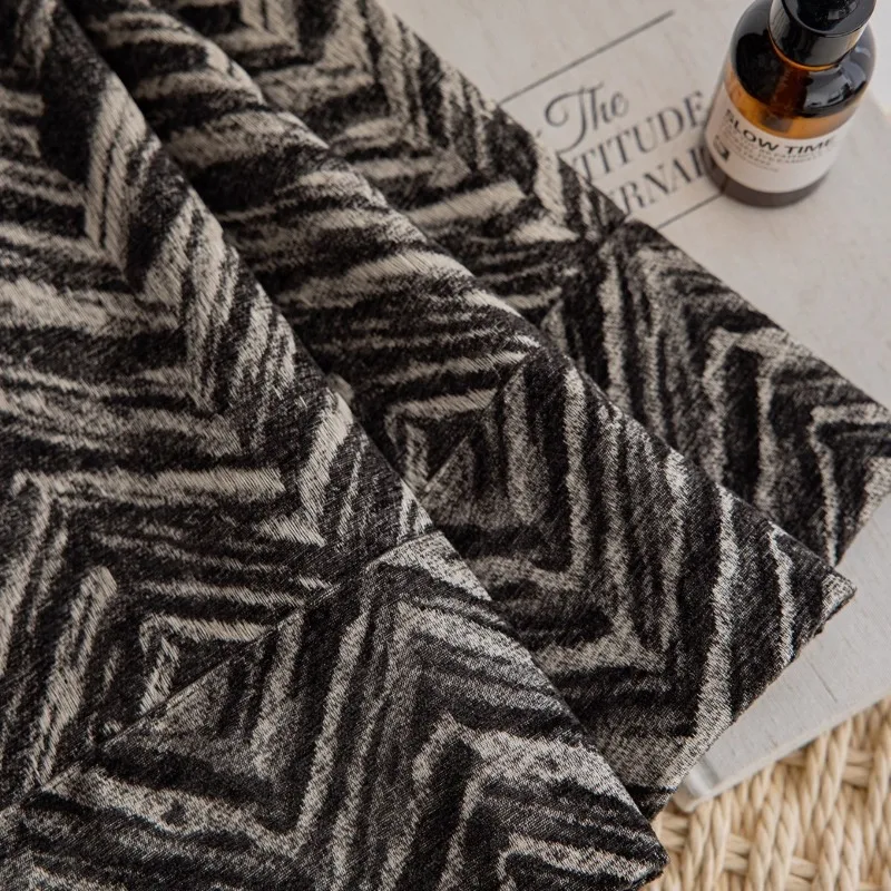 Luxury Italian Minimalist High-end Black Series High-precision Three-dimensional Jacquard Geometric Texture Curtains Custom Size