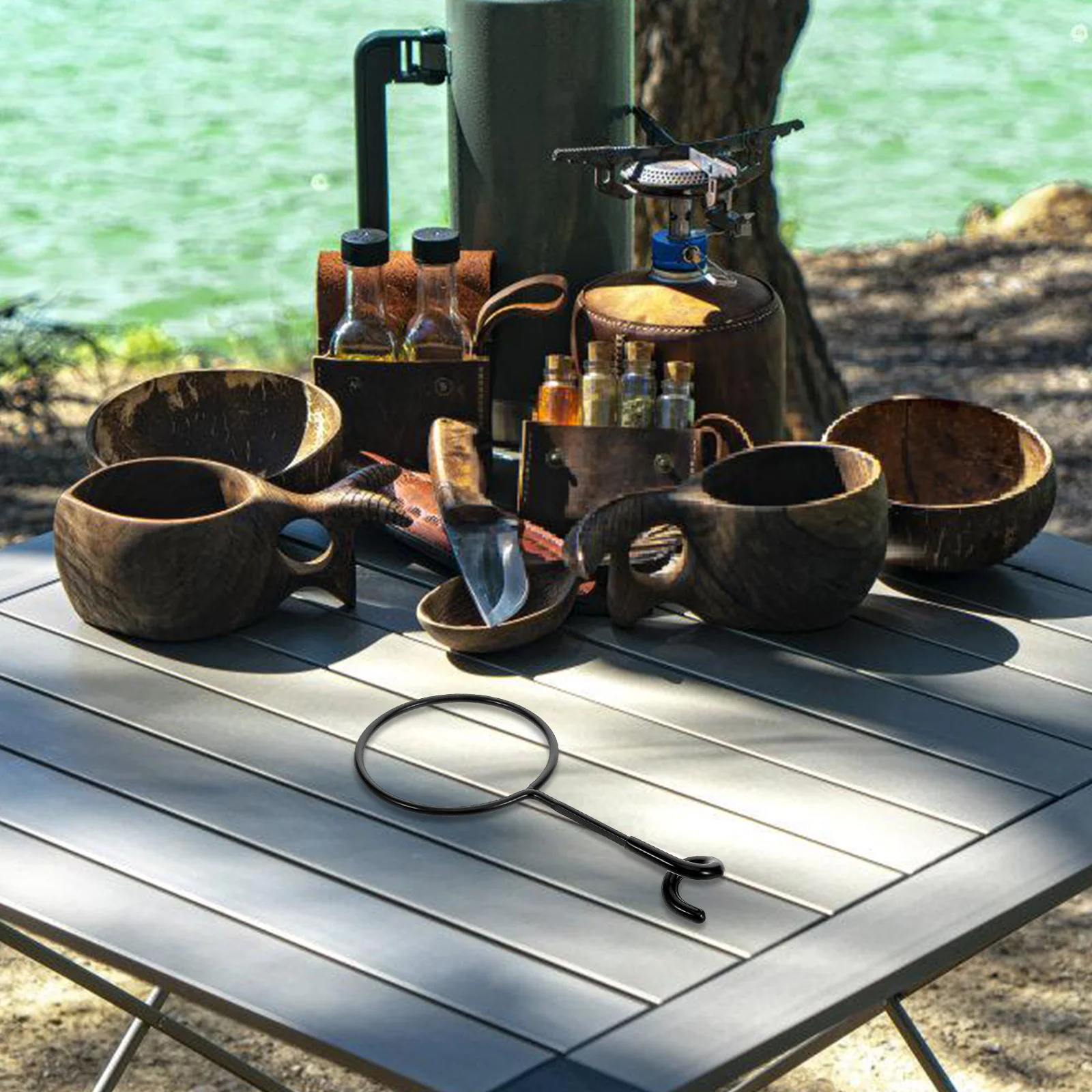 

Outdoor Portable Hanger Camping Storage Rack Appendix Grocery Holder Tools Coffee Cup Iron Accessory Kitchen Essentials