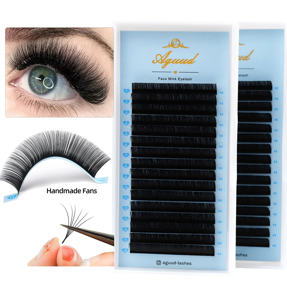

AGUUD Faux Mink Individual Eyelash Extension Korea PBT Regular Classic Lashes Russian Volume Lash For Professional Makeup Cilios