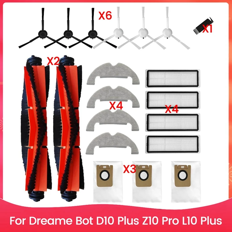 ABNO-Accessory Set Replacement Parts For Dreame Bot D10 Plus Z10 Pro L10 Plus Main Side Brush Hepa Filter Mop Cloth