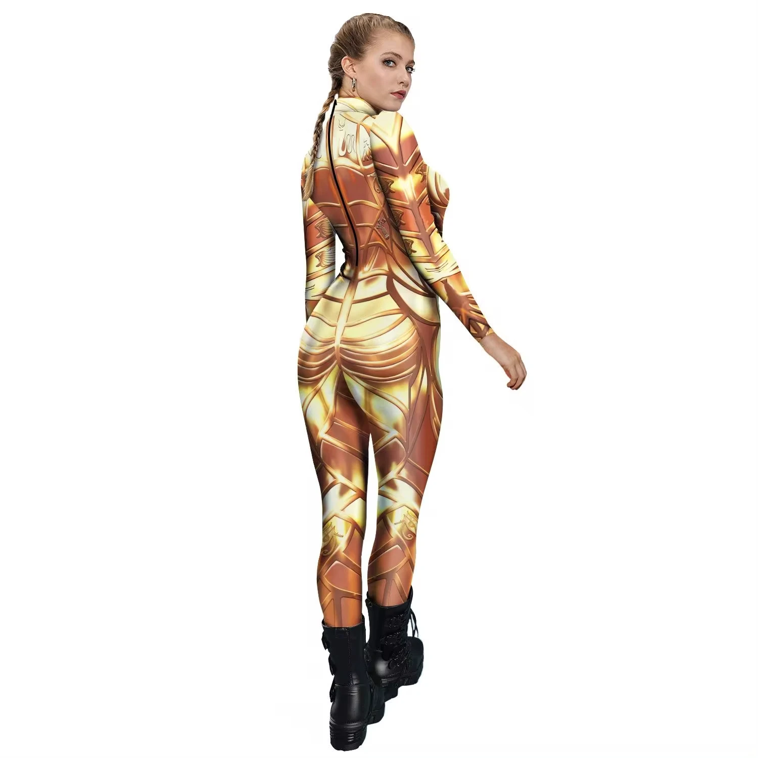 Halloween Punk Gothic Bodysuits Women Robot Printed Cosplay Costume jumpsuits Girls Party set Back Zipper Nightclub Style Cool