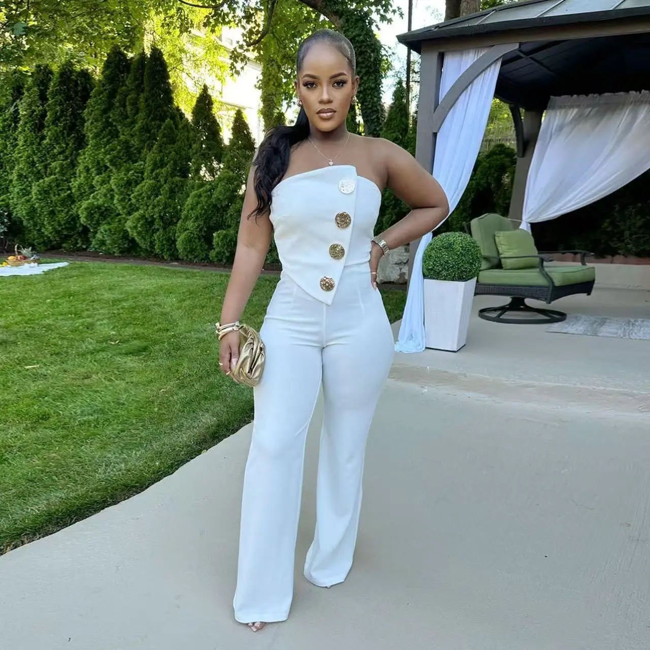 

Новинка: Европейский и американский модный женский комбинезон-труба однотонного цвета с прямыми штанинами в наличии