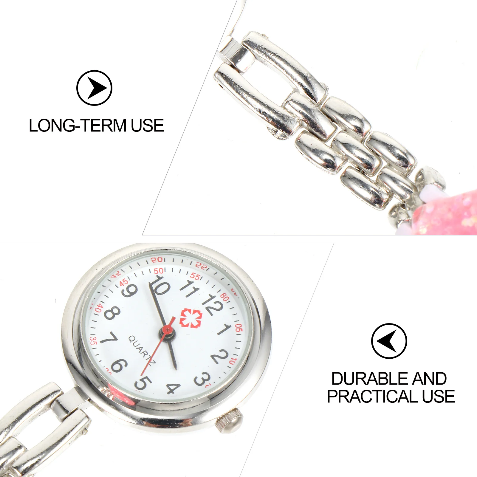 

2Pcs Love Heart Nurse Hanging Watch Zinc Alloy Clip-on Pocket Watch Accurate Quartz Timekeeper for Medical Staff