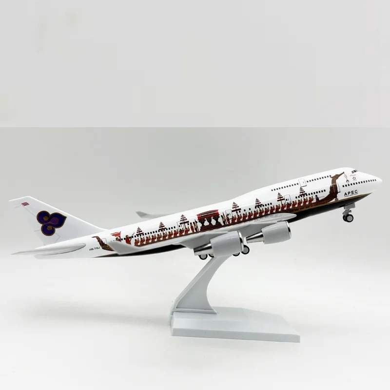30cm Thai Dragon Boat Airways Miniature Aircraft B747 Aviation 1/240 Scale Resin Model With Wheel and Landing Gears Airplane