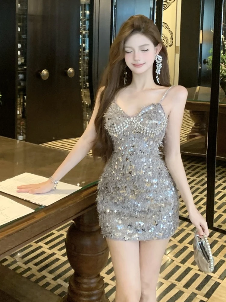 

Sexy ort Evening Gown with Tassel Bead Trim Strap Hing Bodycon Skirt High Waist ort Dr for Young Women in Summer