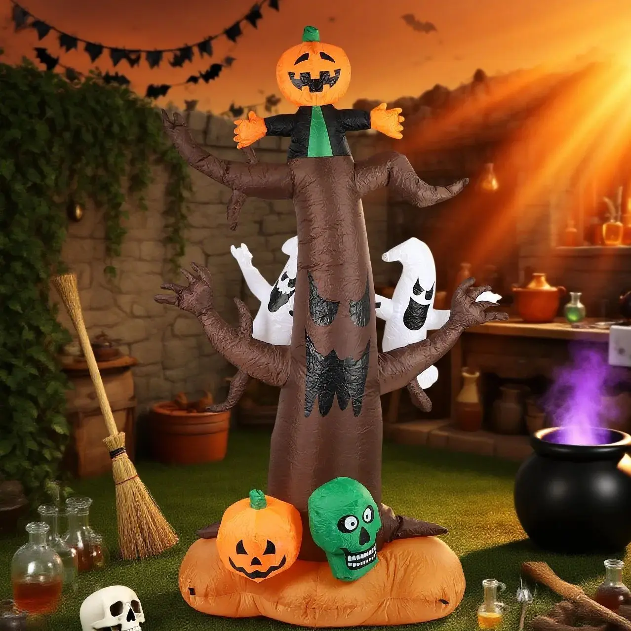 

8FT Halloween Inflatables Decorations Inflatable Dead Tree Outdoor Decorations with 5 LED lights Built-in Blow Up Yard