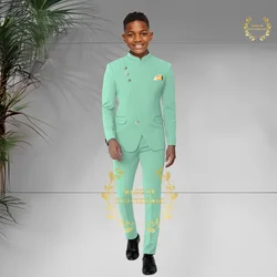 Boys' formal 2-piece suit (jacket+pants) African/Indian stand collar blazer wedding ball party birthday gift custom kids tuxedo