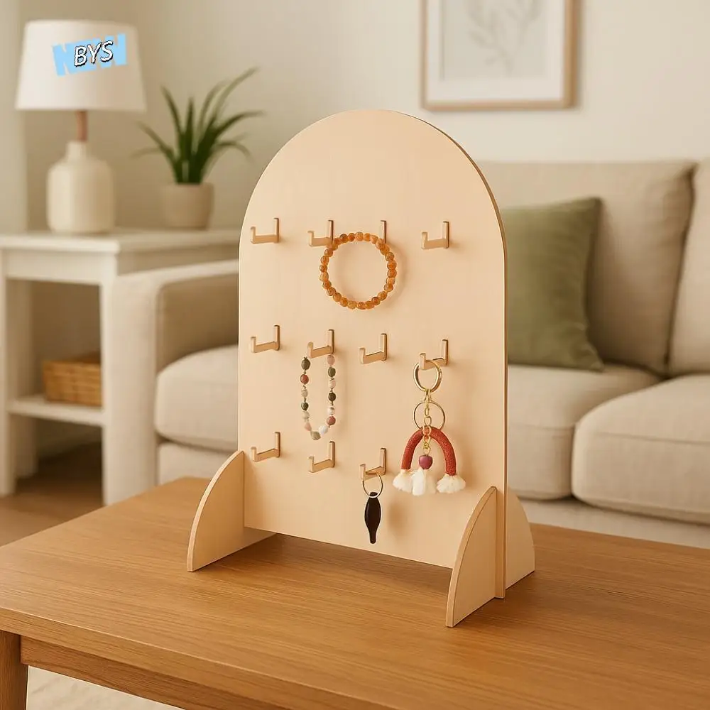 

Wooden Earring Display Rack Arch Detachable Jewelry Storage Rack Hook Style 3 Layers Bracelet Organizer Rack Activity Display