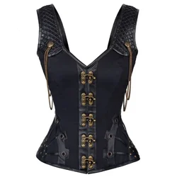 Steampunk Leather Corsets Top Plus Size Sexy Straps Overbust Bustier Gothic Vintage Burlesque Basque Costume