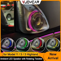 Latest 4D Rotating Tweeter with Mulit-colors LED Ambient Speaker for Tesla Model 3 Y Model 3 Highland High-quality Loudspeaker