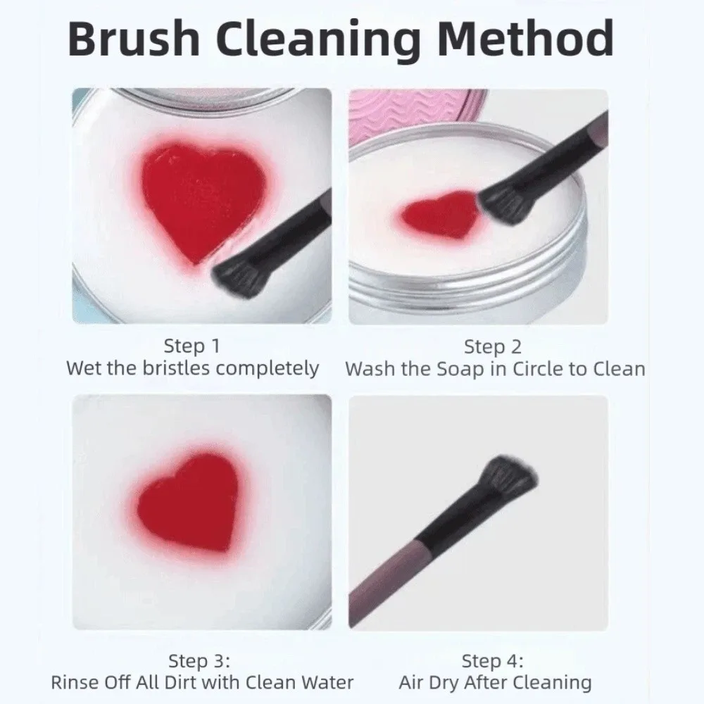 Mydło do czyszczenia pędzli do makijażu do mycia ręcznego, o zapachu brzoskwini, w kształcie serca, silikonowa podkładka do czyszczenia pędzli, usuwająca barwy.