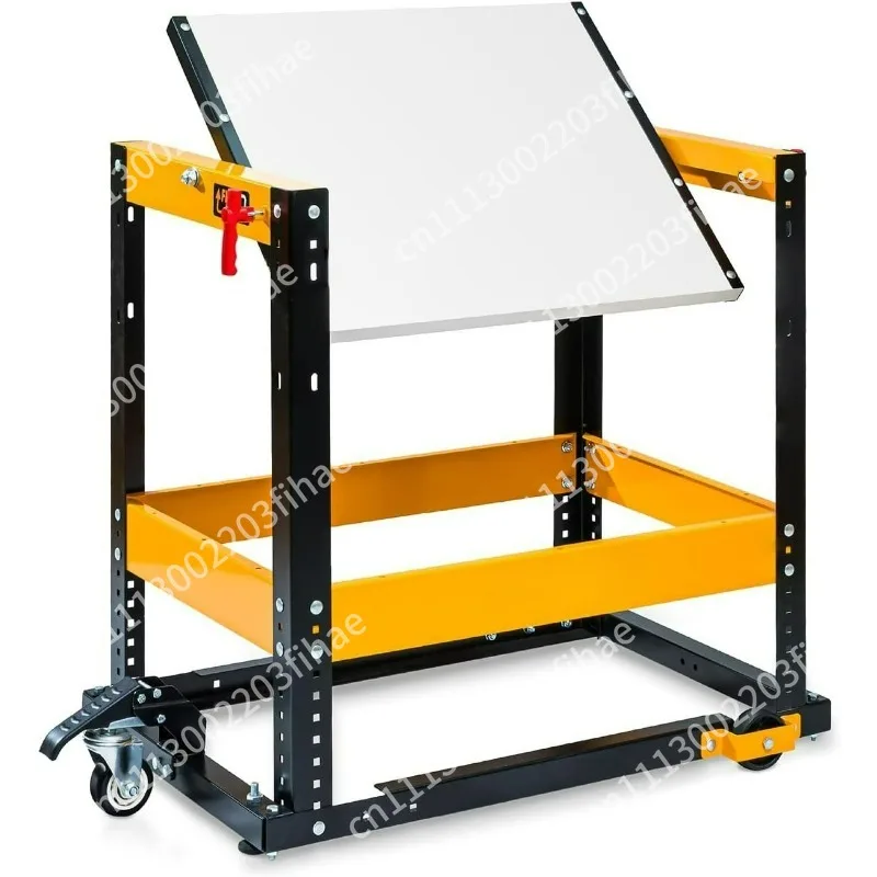 Flip tool rack with casters, removable bench capacity 300 lbs