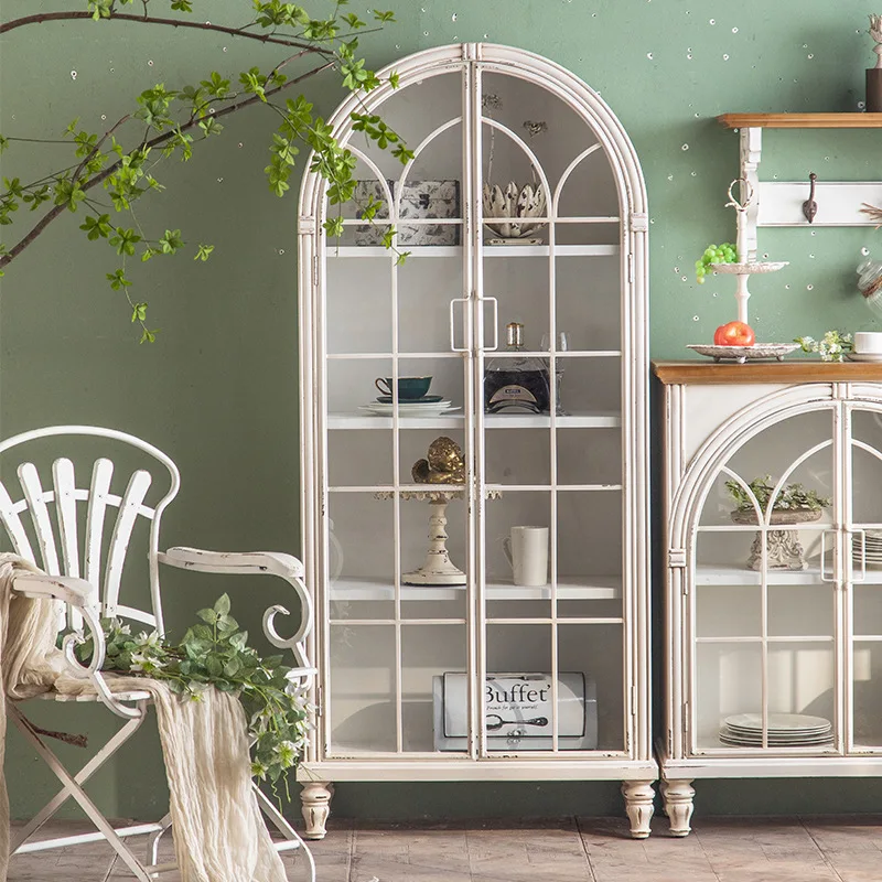 

French arched wrought iron retro display cabinet