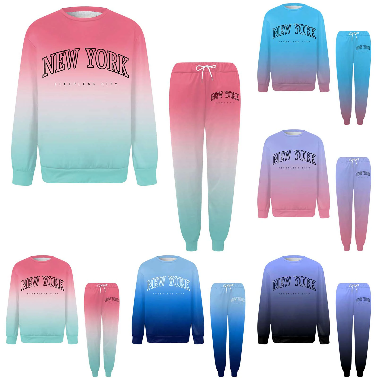 

Man Tuxedo Suits Men's Fleece Lined Crew Neck Hoodless Sweatshirt And Sweatpants Suit Street Gradient Masquerade Suits Men