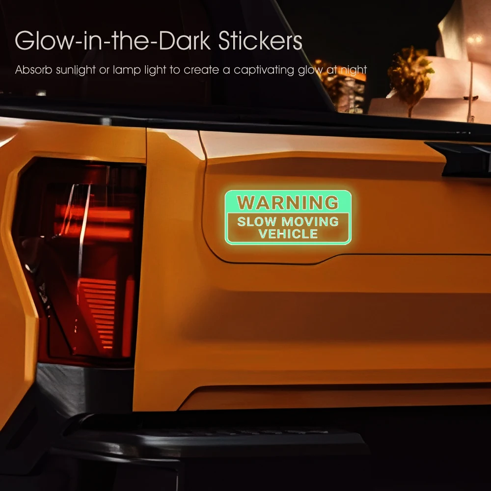 Warning Slow Moving Vehicle Bumper Sticker Safety Vinyl Decals for Cars Trucks Vans Semis High Visibility Auto Decor