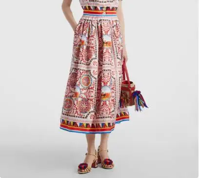 New Women Apricot Braided Leather Ankle Strap Summer Sandals 6 CM Square Heel Pompom Decor Flower Print Party Sandals Shoes Lady