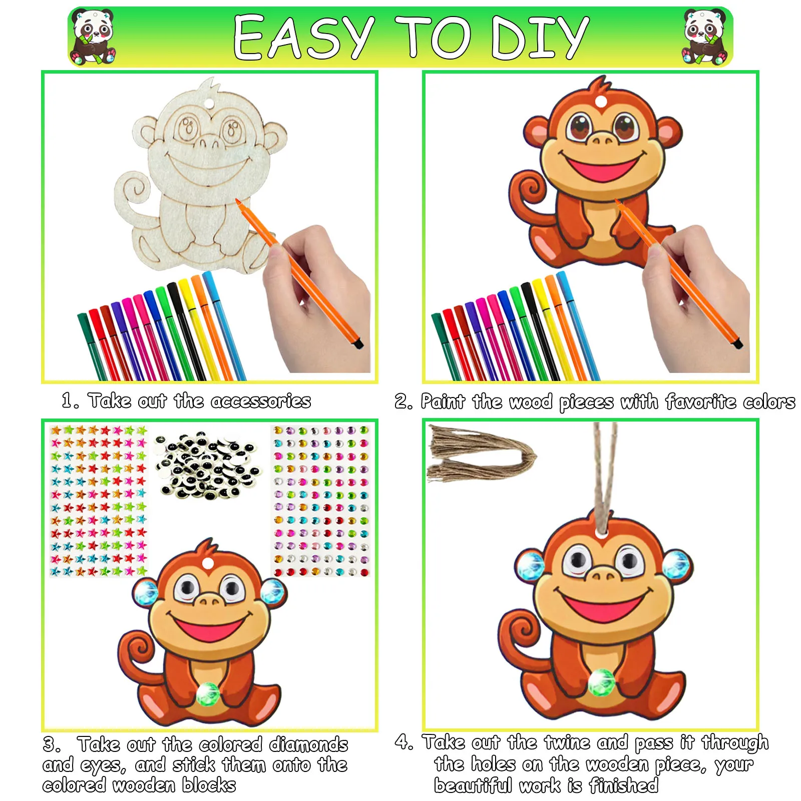 290 قطعة مجموعة النجارة على شكل حيوانات الغابات، مجموعة الحرف الخشبية، DIY علوم الحيوانات، الحرف اليدوية، مجموعة مواد النجارة لجميع المواسم