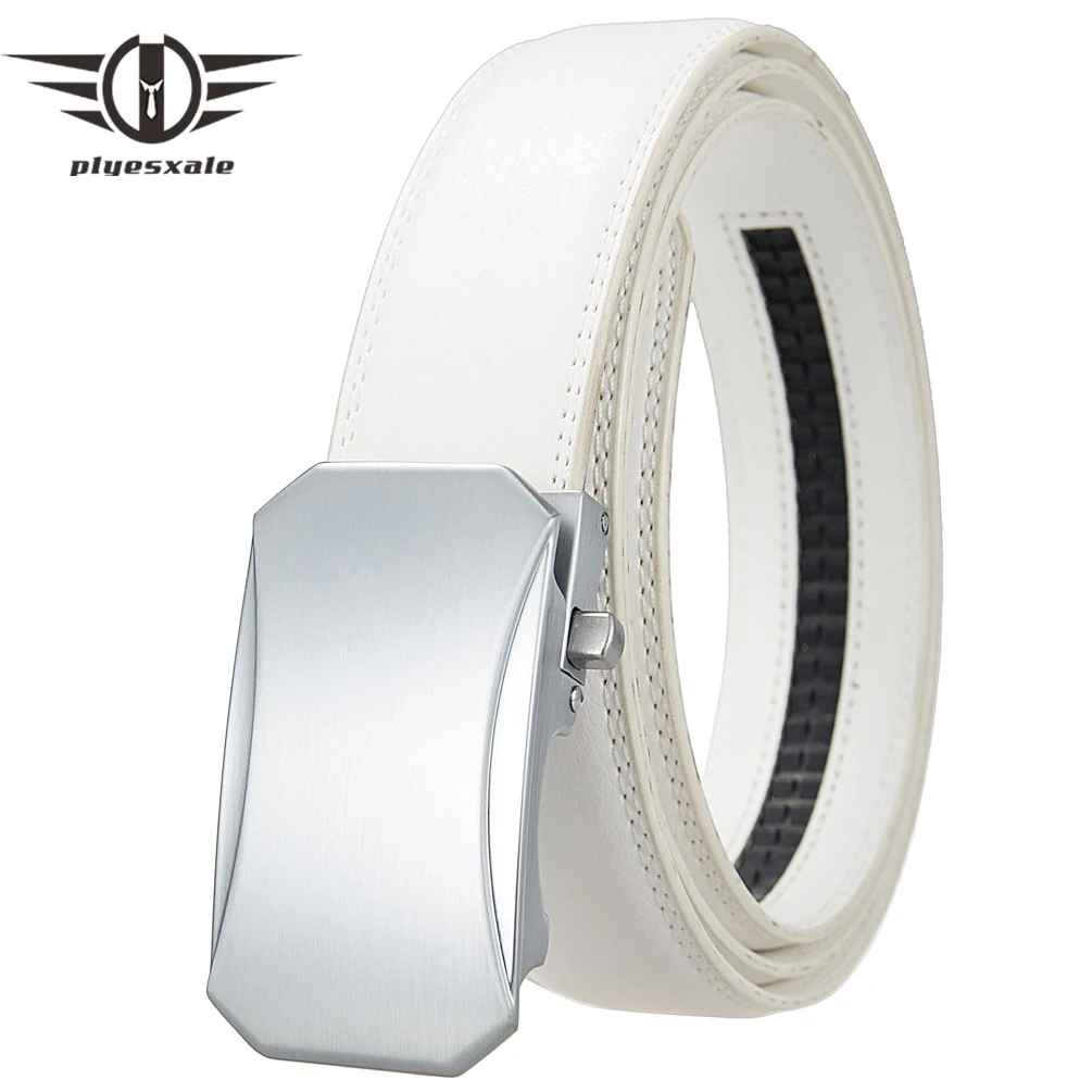 Fashion Brown Khaki Black White Leather Men Belt Luxury Mens Belts Male Waistband Metal Automatic Buckle Ceinture Homme B1323