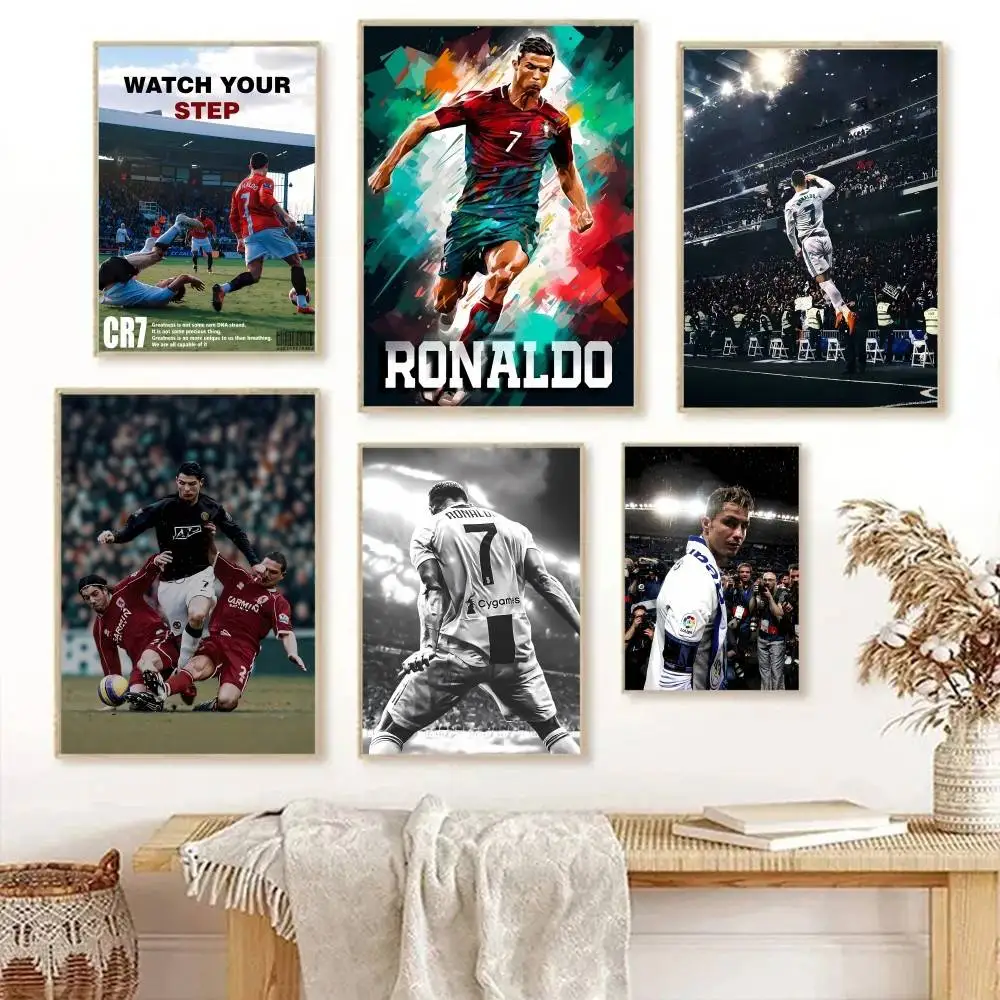 1 قطعة R-رونالدو كرة القدم C-CR7 المشارك ذاتية اللصق الفن ورق مقاوم للماء ملصق مقهى بار غرفة جدار ديكور
