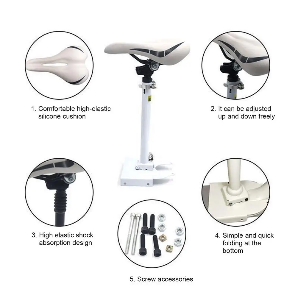 Electric Scooter Seat Adjustable Saddle Set For Xiaomi M365 Skateboard Retractable Cushion Attachment Seat Saddle Without Punch