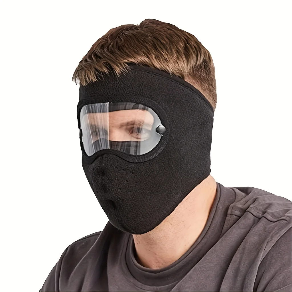 

1pc Outdoor Thermal Mask with Goggles, Thickened for Men And Women, a Three-In-One Face Mask with Detachable Goggles