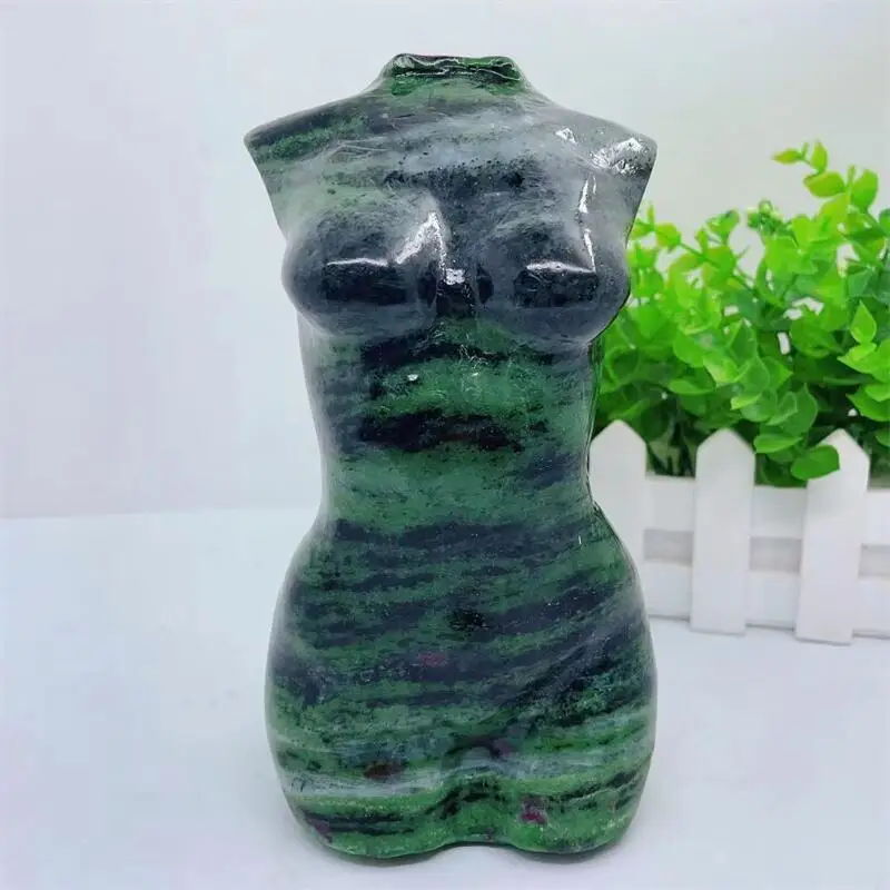 

17CM Natural Ruby In Zoisite Lady Model Body Carving Fashion Gemstone Collection Home Office Decoration Crafts Healing Gift 1pcs