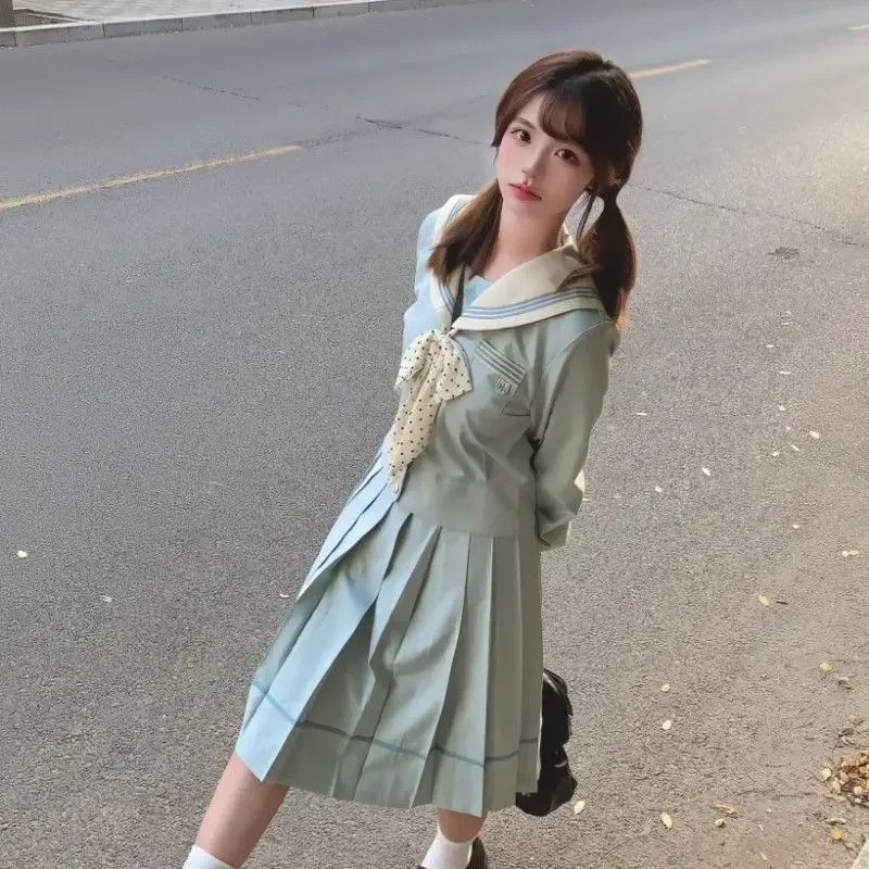 日本の女子高生セーラートップネクタイプリーツスカート衣装女性学校制服ドレスコスプレ衣装日本アニメガールレディロリータ