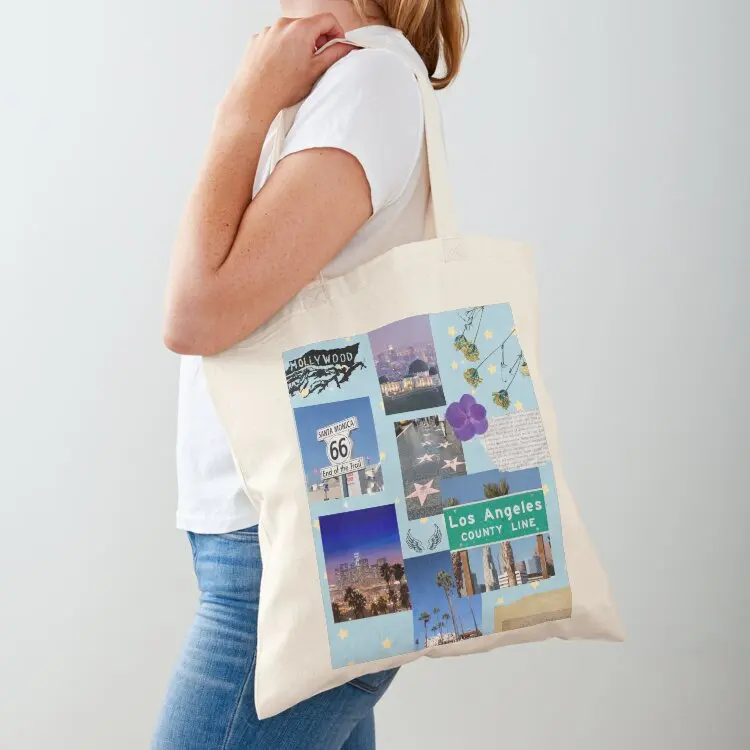

Los Angeles California Collage Tote Bag Shopping bags Reusable bags eco bag folding custom tote bag