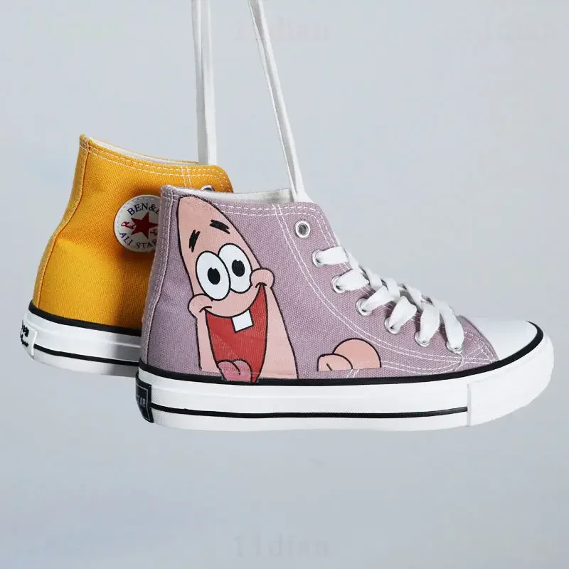 SpongeBob Patrick Star Canvas Sneakers Women Men Anime Skateboarding Shoes Fashion Boys Girls Hip Hop Platform High Top Shoes