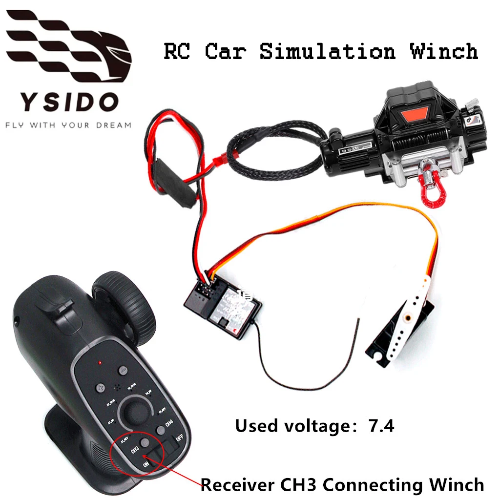 YSIDO RCカー用ウィンチ リモートコントロールシミュレーションウィンチ 1/10 RCクローラーカー Axial SCX10 90046 TRX4 TRX6 Gen8 Redcat アップグレードパーツ用
