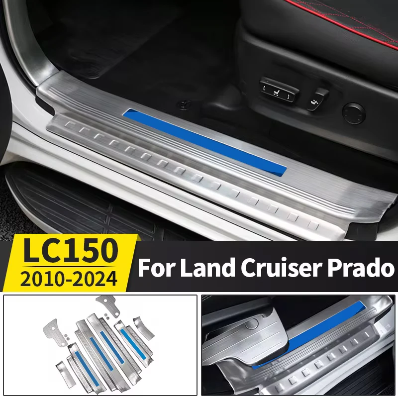 Panel de umbral de acero inoxidable, accesorios de decoración Interior para Toyota Land Cruiser Prado 150, Lc150, Fj150, 2010-2023
