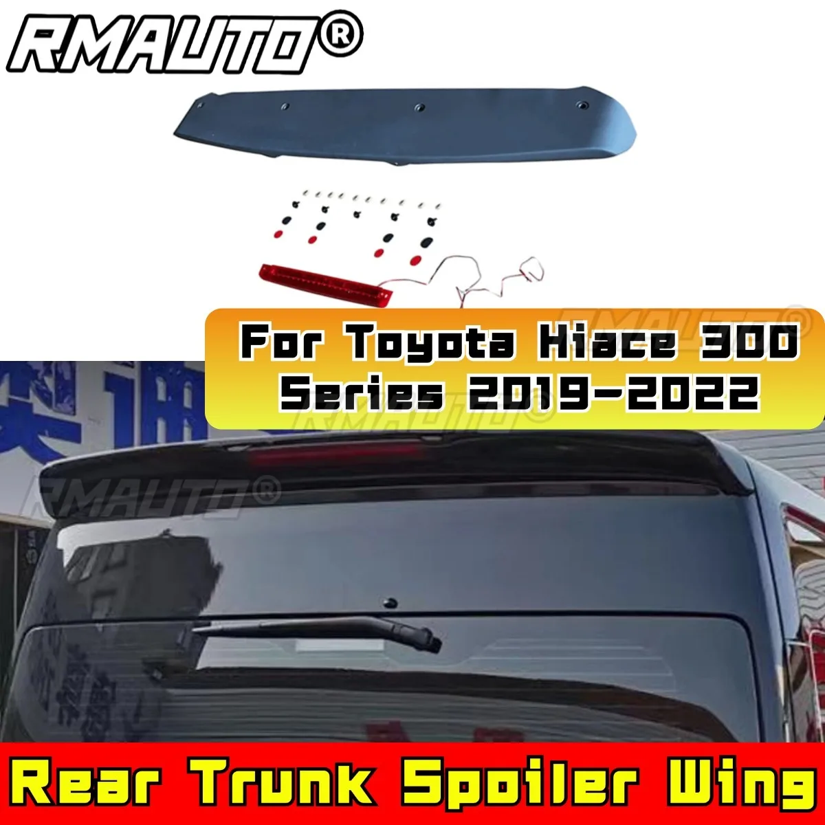 Para Toyota, alerón trasero para maletero, alerón trasero para techo, ala de techo para Toyota Hiace 300 Series 2019-2022, accesorios para coche