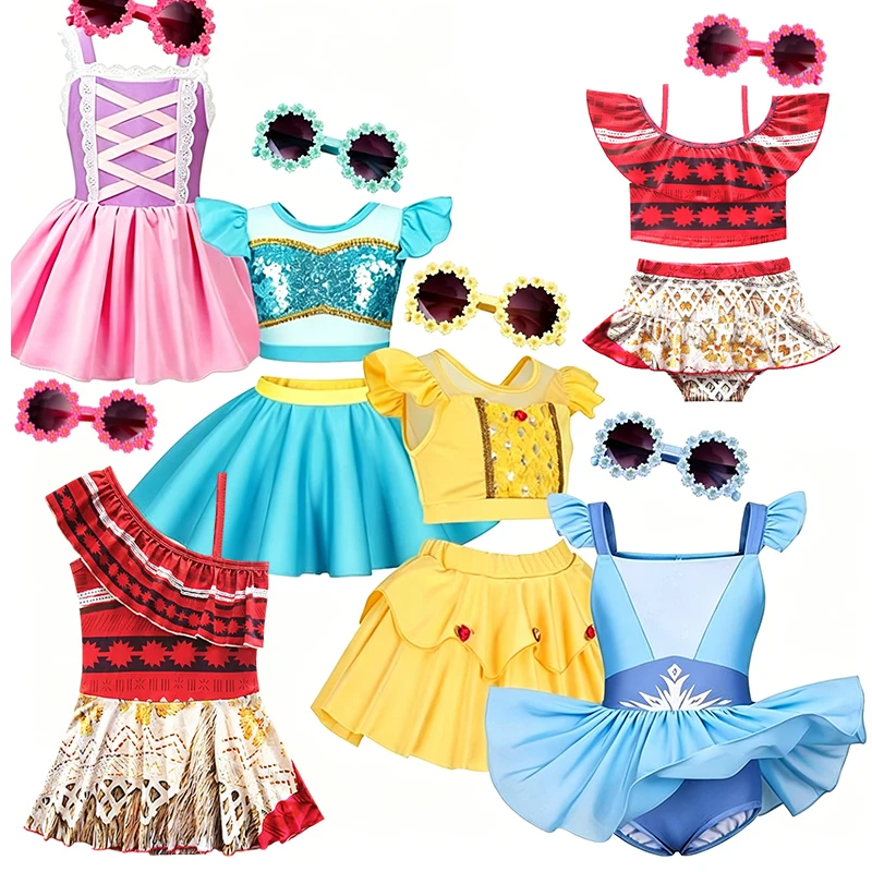 Kids Girls Fairy Tale Princess Bathing Suit Two-Piece Bikini Swimwear Summer Beach Pool Outfit for Holiday Cosplay Party Wear
