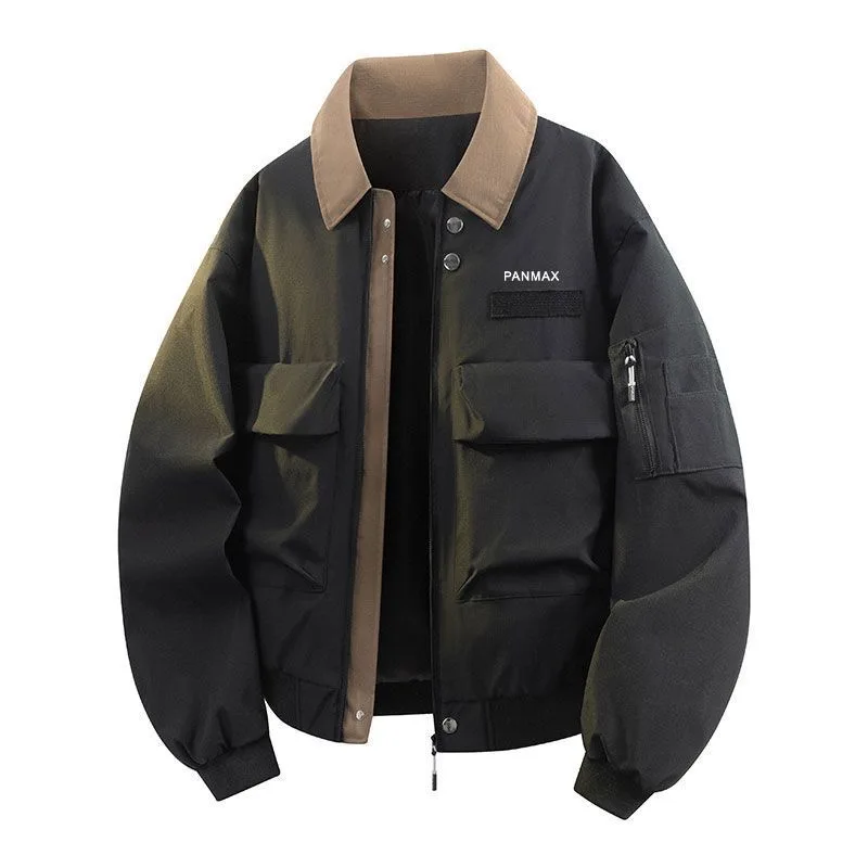 

Весенне-осенняя новая модная однотонная спортивная рабочая куртка в стиле ретро для мужчин, повседневное свободное большое ветрозащитное пальто высокого качества