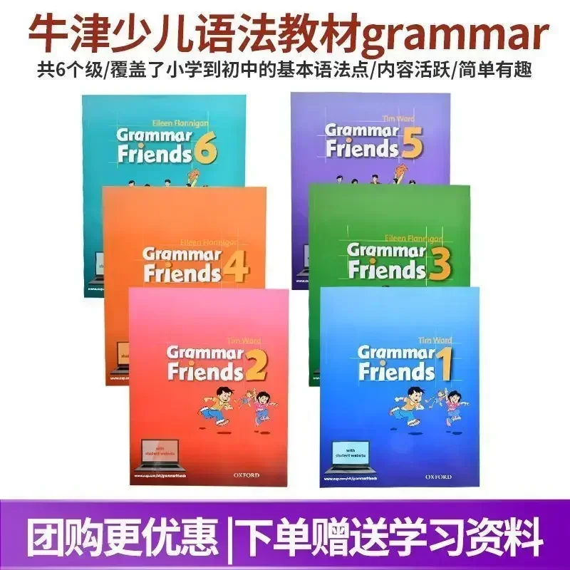 6 Books Grade 1-6 Oxford Grammar Friends In English For Kids Learn English Reading Picture Book Primary School Workbook Textbook