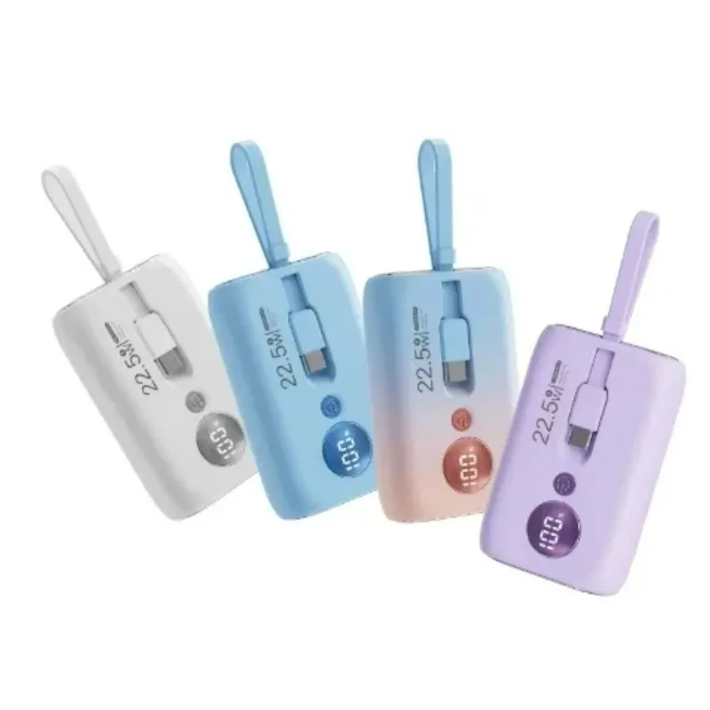 

2 in 1 Mini Portable Power Bank 10000mAh External Battery Built-in CableDigital Display Power Bank Type C Fast for IPhone Huawei