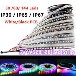 Led strip light ws2812b dc5v, 1m/5m, 30/60/144leds/m pixel, ws2811ic, ip30/ip65/ip67, cor cheia